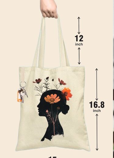 COTTON CANVAS SHOPPING BAGS WITH DTF HEAT TRANSFER STICKER (150 GSM)