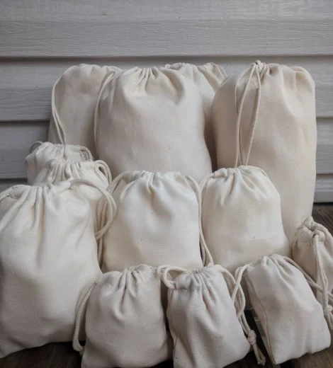 COTTON CANVAS DRAWSTRING BAGS