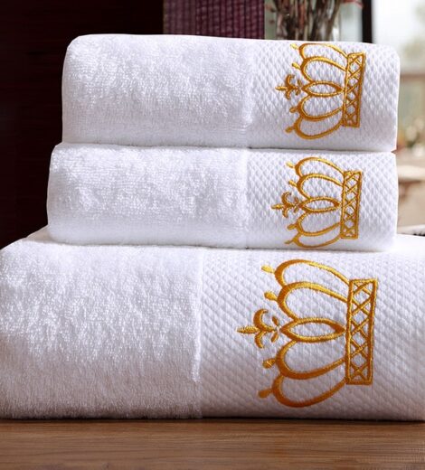 Cotton White Hotel Towel with Embroidery Logo