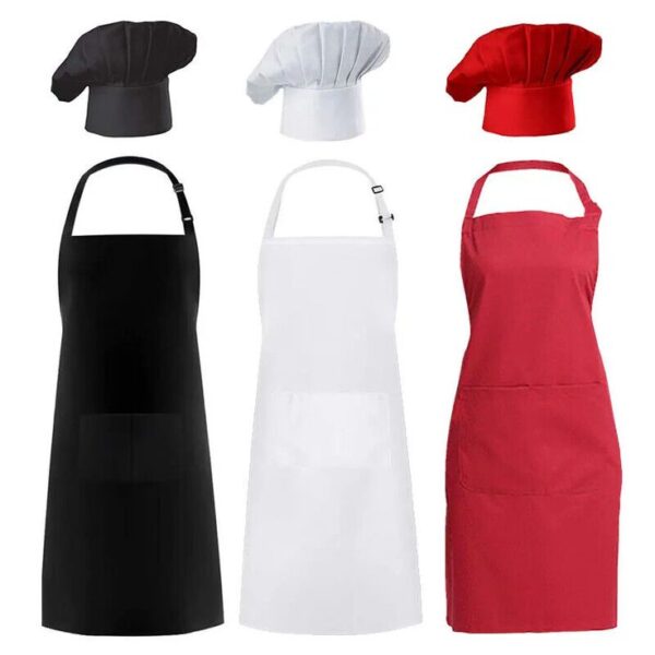 Chef Apron & Hat Set – Adjustable Half-Length Striped Design