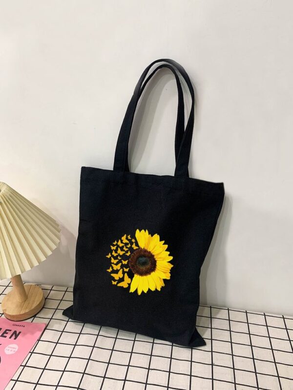 COTTON CANVAS SHOPPING BAGS BLACK COLOUR WITH YELLOW PRINT (225 GSM)