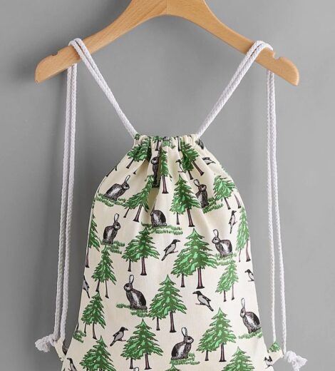 COTTON CANVAS DRAWSTRING BAGS BACKPACK WITH SCREEN PRINTING (225 GSM)