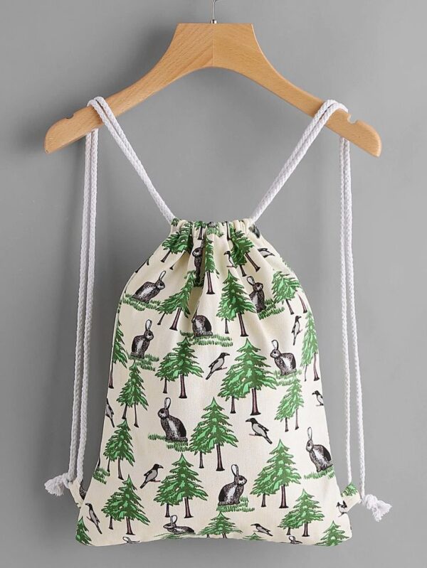 COTTON CANVAS DRAWSTRING BAGS BACKPACK WITH SCREEN PRINTING (225 GSM)