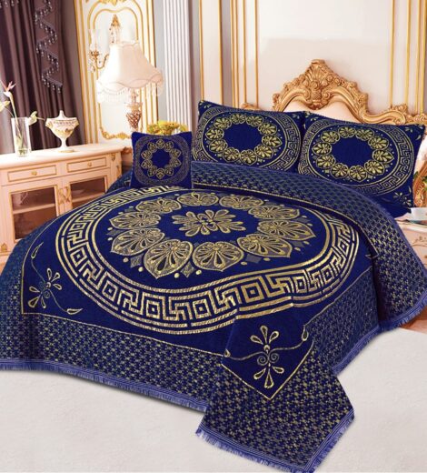 JACQUARD LUXURY ROYAL BLUE BEDSHEET SET